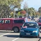 The red ute at the centre of a police pursuit in Invercargill yesterday sits abandoned in Herbert...