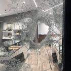 The smashed window of Jamies Jewellers in Queenstown after a Saturday night watch heist. PHOTO:...