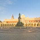 The statue of Polish Romantic poet Adam Mickiewicz stands in the Main Market Square in the Old...