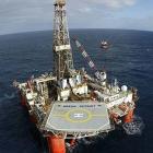 The rig Ocean Patriot, the second-last rig seen off the coast of Oamaru, test drilling in 2006....