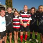 Having a breather after a charity rugby match in Queenstown on Saturday are (from left) MPs...