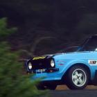 Frank Kelly, of Ireland, tears around Flagstaff yesterday in preparation for the Otago Rally....