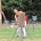 Waiuku Axemen's Club member Jesse Whitehead, of Taranaki, competes in the standing block heats....