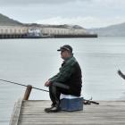 Anthony Racz, of Dunedin, tries his luck at fishing for salmon in the Otago Harbour Steamer Basin...