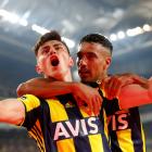 Fenerbache's Elif Elmas celebrates scoring a goal against Galatasaray, at Sukru Saracoglu Stadium...