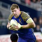 Adam Thomson on the charge for Otago in 2012. PHOTO: PETER MCINTOSH