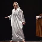 Wakatipu High School pupils Gracie Hansby (17) as the Ghost of King Hamlet and Annie Black (17)...