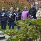 A group gathers at the reserve to call for better protection at workplaces. PHOTOS: PETER MCINTOSH.
