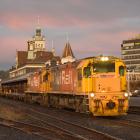 A train hauling wagons filled with coal from the Takatimu mine, in Southland, passes through...