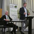 Southland Federated Farmers president Geoffrey Young (left) and NZ First MP Mark Patterson...