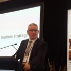 Minister of Tourism Kelvin Davis speaks at Trenz, in Rotorua, yesterday. PHOTO: DAVID LOUGHREY
