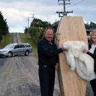 Exit Funeral Services co-owners Gary and Diane Shaw display a peren­dale wool lining destined for...