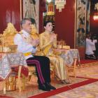 Thailand's King Maha Vajiralongkorn and Queen Suthida attend a religious ceremony for the...