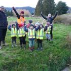 KidzWay Early Learning Centre Tapanui's Ngahere Explorers group, and teachers Denise Sanne (left)...