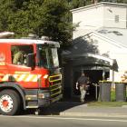 A fire truck outside the Queenstown Lakes District Council building's entrance on Gorge Rd. Photo...