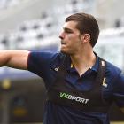 Highlanders flanker Dillon Hunt passes the ball at training at Forsyth Barr Stadium earlier this...