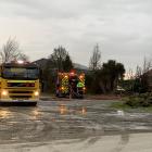 Firefighters battled a blaze north of Invercargill this afternoon. Photo: Abbey Palmer