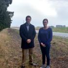 Clutha Southland MP Hamish Walker and Lumsden midwife Sarah Stokes stand at the spot where a baby...