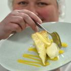 Mercy Hospital chef Rachel Bond with a certified coeliac-friendly lemon and lime cheesecake....