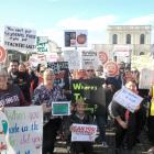 Oamaru: Staff from about 20 North Otago primary and secondary schools protest at George Jones...