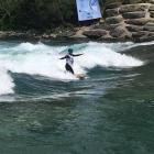 Tapanui's Anna Eade in action at the Hawea Waterpark during the world riverboarding championships...