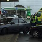 Emergency services at the scene in Tay St on Friday afternoon. Photo: Luisa Girao