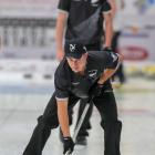 Anton Hood sweeps the ice at this year’s Junior World Curling Champs in Nova Scotia, Canada....
