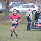 Goats winger Devon Mathieson runs in the first of his two tries at Cromwell's Anderson Park on...