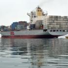 The inaugural Otago Export Awards are now under way; pictured, OOCL  Savannah accompanied by Port...