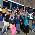 Go team! Karitane School pupils cheer for Otago before yesterday’s Ranfurly Shield clash in...