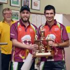 Elliott Mason (left) and Sheldon Bagrie-Howley  display the spoils of victory in the Kittyhawk...