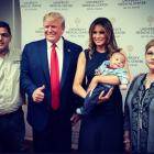 The Trumps at the hospital on Thursday. The president did not meet any of the eight survivors...