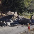 A rockfall blocks the Haast Pass at Clarke Bluff. Photo: Supplied
