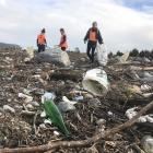 Millions of pieces of plastic from the landfill were tangled in the riverbed and forest, and were...