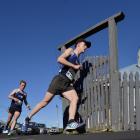 Janus Staufenberg keeps close to the fence line as he turns from Plunket St into Richardson St...