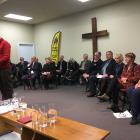 Cromwell businessman Greg Wilkinson welcomes local government candidates to last night's "meet...