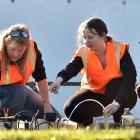 University of Otago lecturer Sarah Mager (left), masters student Sarah Yeo and GNS Science...