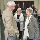Sir Richard Hadlee chats with Kay Moen (right) and Brenda Cordelle after his presentation at...