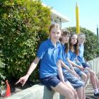 Balclutha Primary School prefects (from left) Kayley Strachan and Leticia Cochrane (both 13), and...