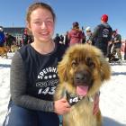 Molly Butt with her Leonberger dog Ellie, both of Tuatapere, before the whistle blew for the ...