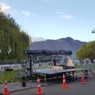 The stage will be on Earnslaw Park again this year. Pictured, the stage being put together last...