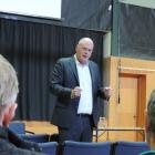 National Party agriculture spokesman Todd Muller discusses proposed freshwater legislation at a...