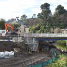 Construction work at the Dundas St Bridge. PHOTO: GREGOR RICHARDSON

