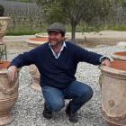 Yannick Fourbet with some of his French-made pots with their antique glaze outside his Lowburn...