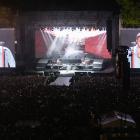 Six60 frontman Matiu Walters entertains the crowd at Western Springs in Auckland. Photo: Getty...