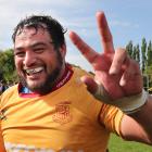 North Otago captain Ralph Darling celebrates after his side's win over Wanganui in the Meads Cup...