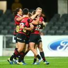 Canterbury players celebrate winning the Ranfurly Shield. Photo: Getty Images