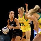 Silver Ferns centre Laura Langman looks for a pass under pressure. Photo: Getty Images 