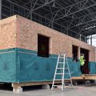 The climate-safe house being built at Forsyth Barr Stadium. PHOTO: PETER MCINTOSH