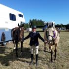 Mel Morris is looking forward to competing at the Rangiora Show on Malluka, left, and Kosciuszko....